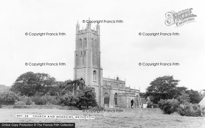 Photo of Wrington, All Saints Church And Meadows c.1965