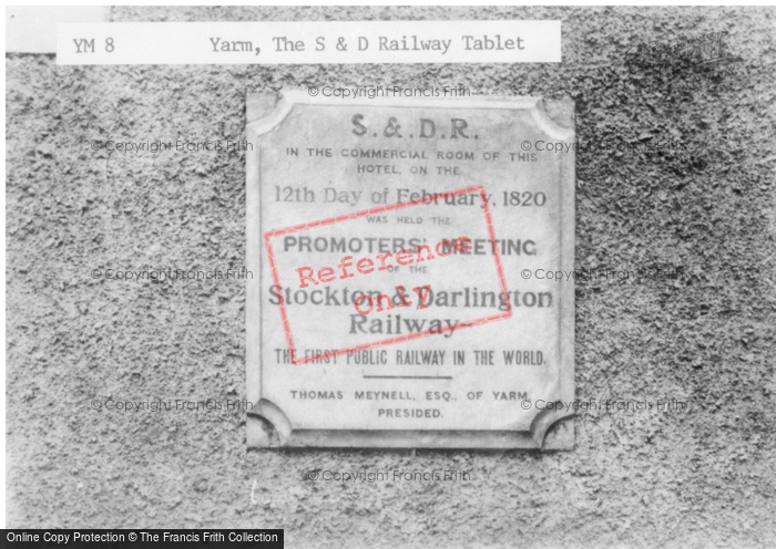 Photo of Yarm, The Stockton & Darlington Railway Tablet c.1955