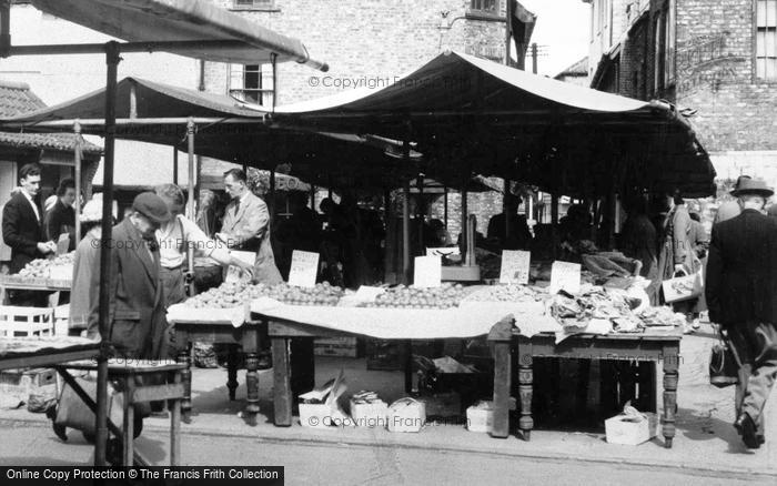 Photo of York, Little Shambles Market, Green Grocer c.1960
