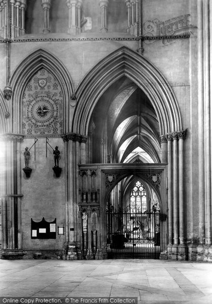 Photo of York, Minster, North Choir, Aisle And Striking Clock 1909